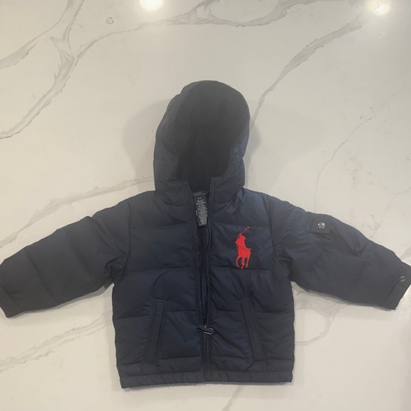Polo by Ralph Lauren Navy Puffer Jacket with Red Logo